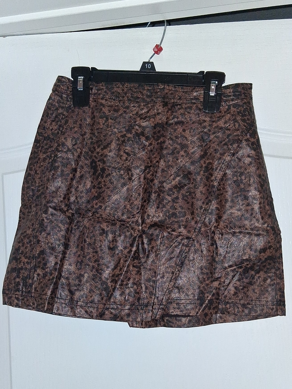 Free People Brown Leopard-Print Faux Leather Mini Skirt